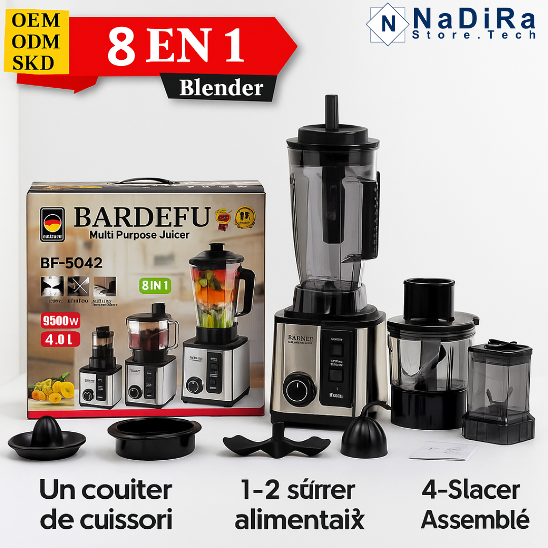 🥇 Blender Multifonction BARDEFU 8 en 1 – 9500W | 4L