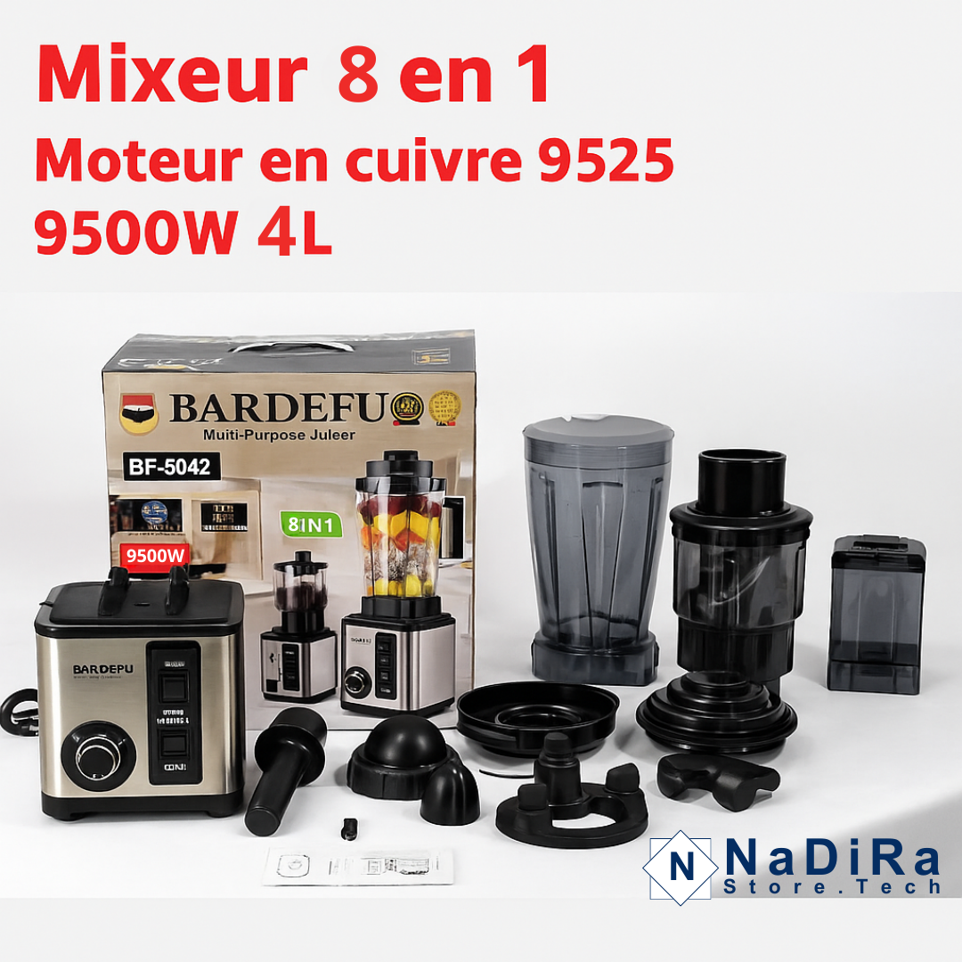 🥇 Blender Multifonction BARDEFU 8 en 1 – 9500W | 4L