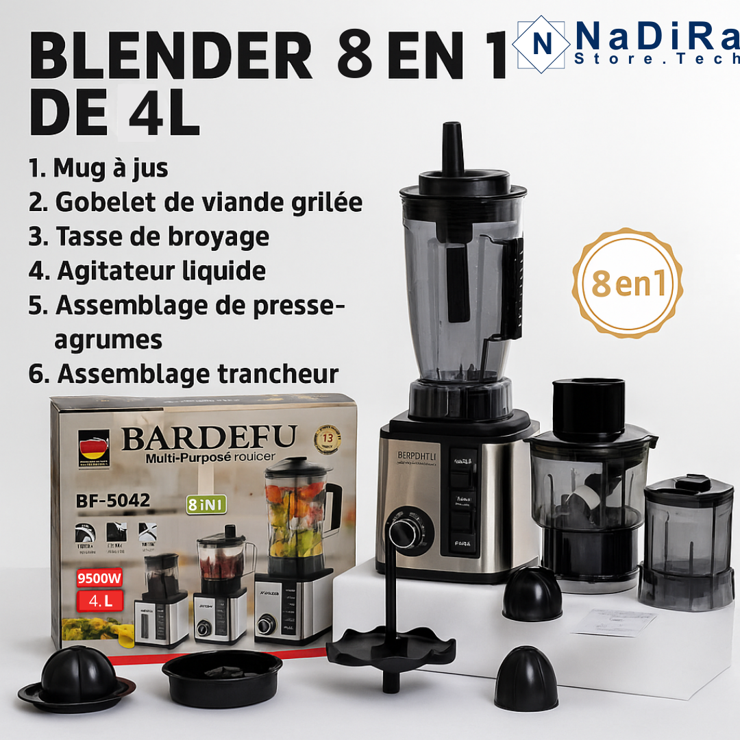 🥇 Blender Multifonction BARDEFU 8 en 1 – 9500W | 4L